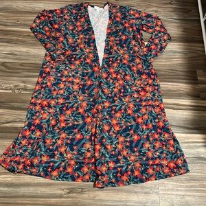 Lularoe Sarah floral print cardigan duster size large NWOT